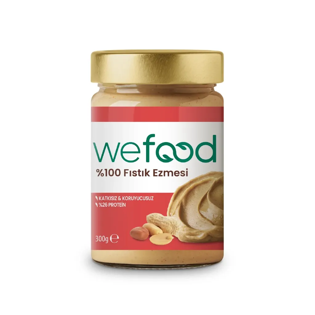 [8682392174013] Wefood Şekersiz Sade %100 Fıstık Ezmesi 300 gr